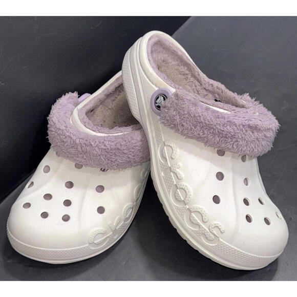 Crocs Dual Comfort Clog White Outdoor Cozy Fuzzy Classic Slip On Lined W6 - Picture 1 of 14